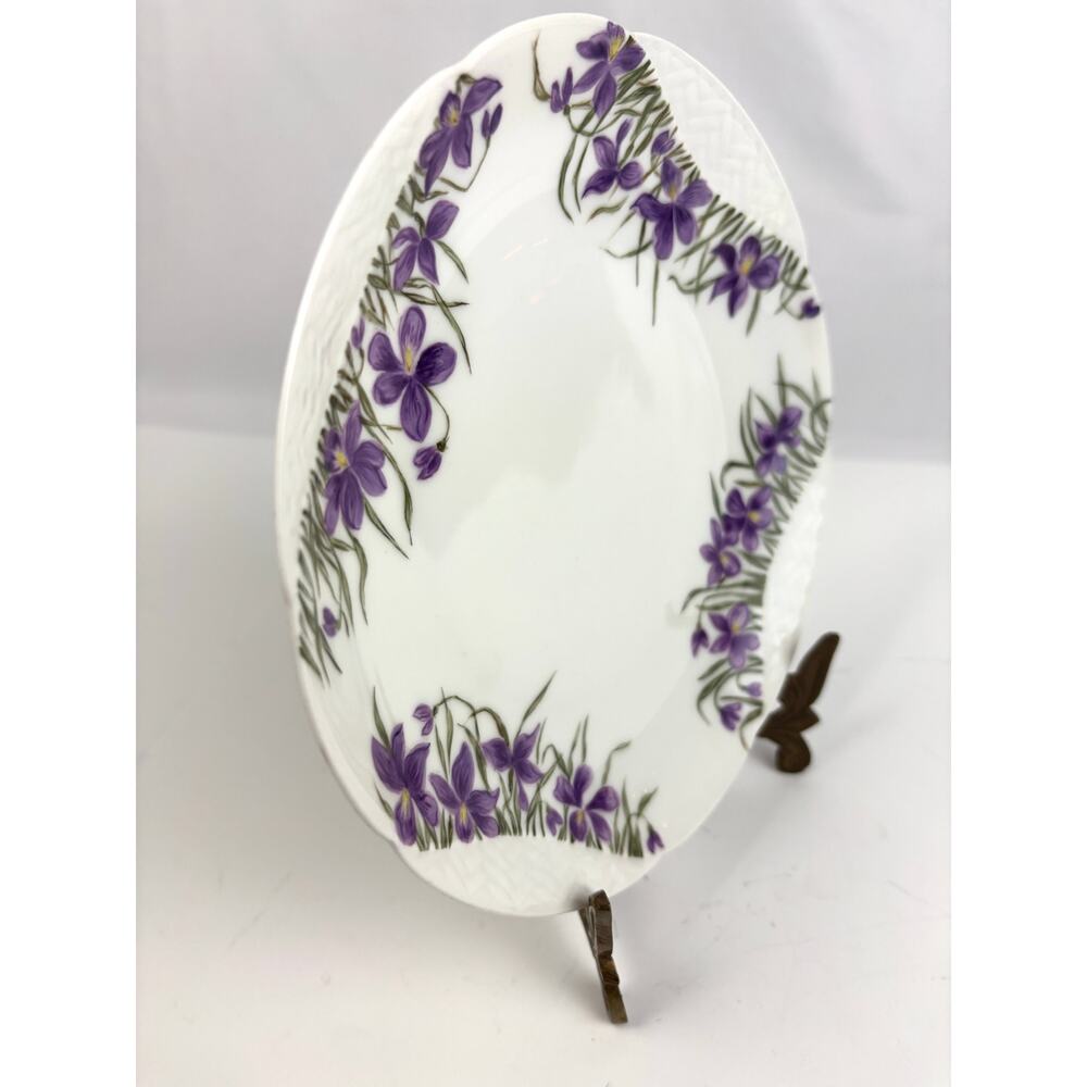 Antique H & C Haviland Limoges France 7.5" Purple Floral Porcelain Plate - Picture 8 of 14